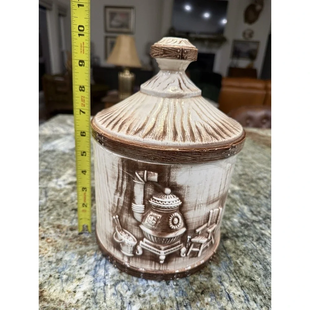 Vintage Made In Japan Early American Frontier Ceramic Cookie Jar Cottagecore